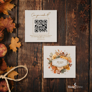 Muted Florals Square RSVP Insert Card with QR Code