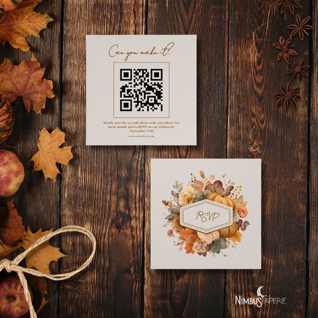 Muted Florals Square RSVP Insert Card with QR Code (Creator Uploaded)