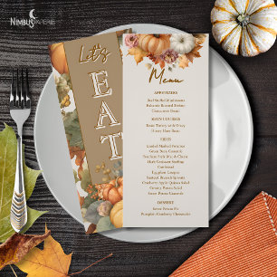 Muted Florals Thanksgiving Dinner Menu Card