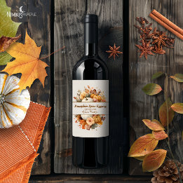 Muted Florals Thanksgiving Favour Bottle Label