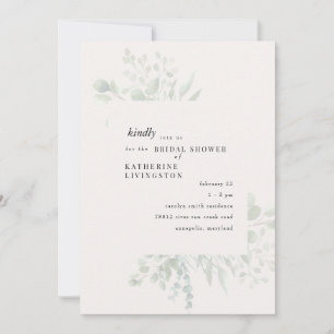 Muted Foliage Cream Bridal Shower Invitation