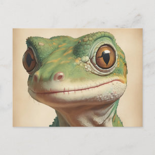 Muted Gecko Retro Portrait Postcard