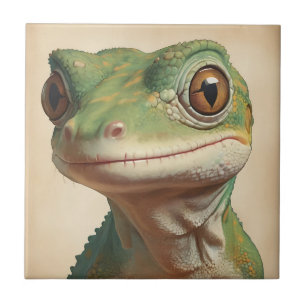 Muted Gecko Retro Portrait Tile
