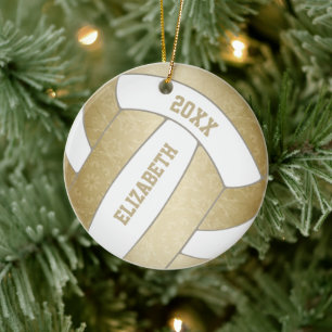 Muted gold girly volleyball ceramic tree decoration