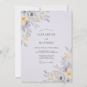 Muted Gold Leafy Wedding Invitation