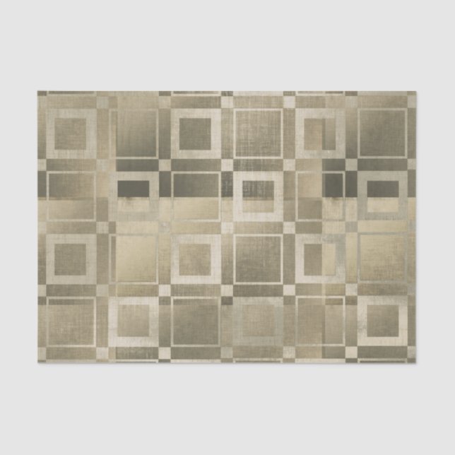 Muted Gold Squares Modern Geometric Glam Party Tissue Paper (Front)