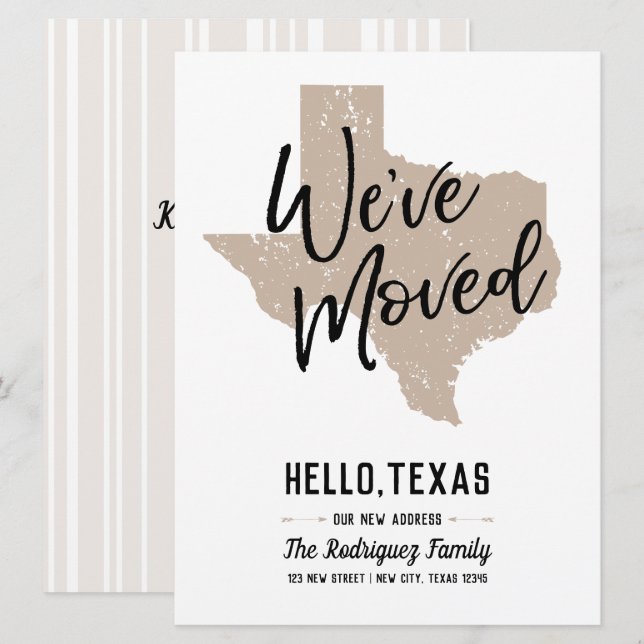 Muted Gold We've Moved - Texas Moving Card (Front/Back)