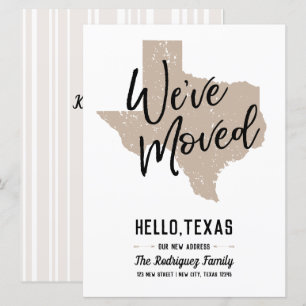 Muted Gold We've Moved - Texas Moving Card