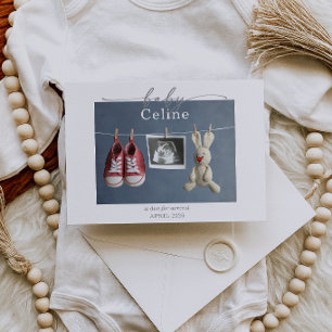 Muted Gray Minimalist Pregnancy Announcement Card