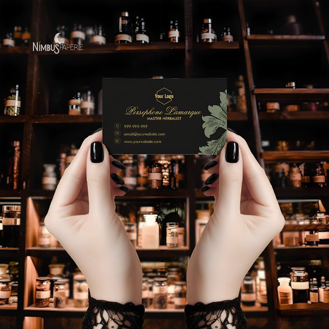 Muted Green and Dark Grey Business Card (Creator Uploaded)