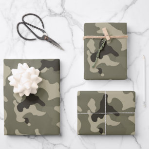 Muted Green Camouflage Gift Wrap Rustic Unique