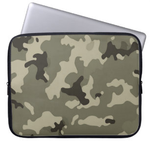 Muted Green Camouflage Slim Travel Office Laptop Sleeve