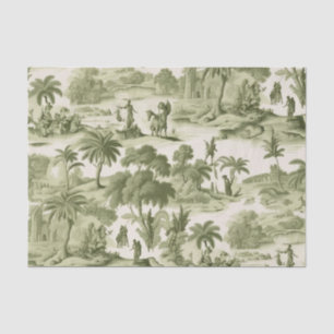 Muted Green Cottage Toile Countryside Scenic Tissue Paper