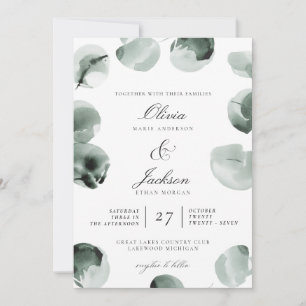 Muted Green Eucalyptus Scripted Modern Wedding Invitation