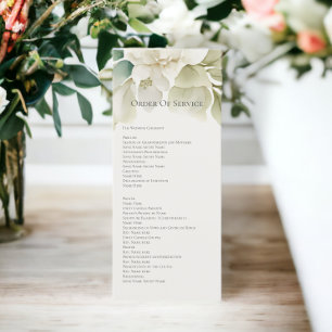 Muted Green Foliage Order of Service Wedding Card