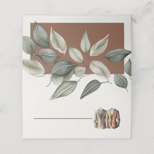 Muted Green Foliage Two Grooms Wedding Place Card