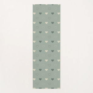 Muted Green Heart Grid Seamless Pattern Yoga Mat