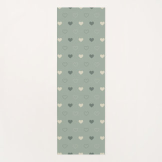 Muted Green Heart Grid Seamless Pattern Yoga Mat
