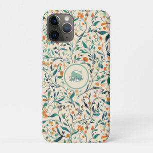 Muted Green Orange Vine Botanical Spring iPhone 11 Pro Case