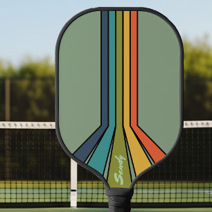 Muted Green Retro colour rocket launch  Pickleball Paddle