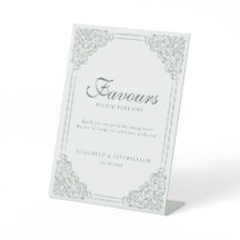 Muted Green Vintage Ornate Bordered Frame Favour