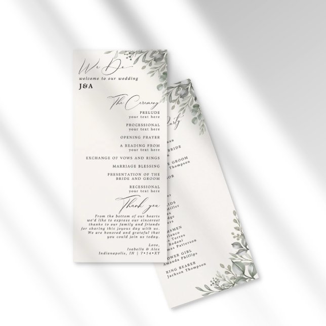 Muted Greenery Botanical Ivory Wedding Program Programme (Creator Uploaded)