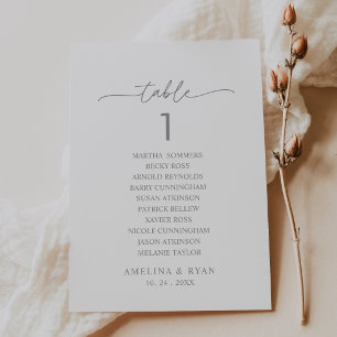 Muted Grey Minimalist Table Number 1 Seating Chart