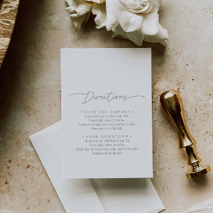 Muted Grey Simple Minimalist Wedding Directions Enclosure Card