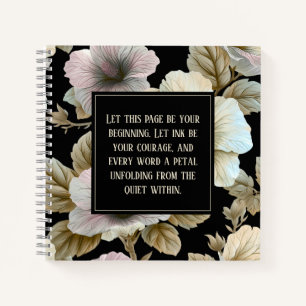 Muted Hibiscus Inspirational Gothic Floral Notebook