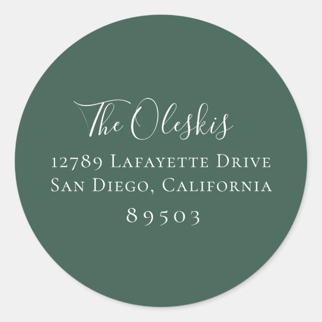 Muted Hunter Green Return Address Sticker (Front)