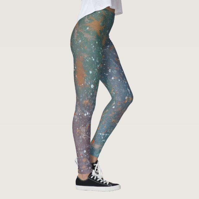 Muted Jewel Tones | Worn Colours White Splatter Leggings (Right)