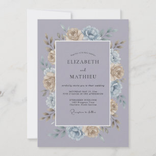 Muted Lavender Artistic Winter Wedding Invitation