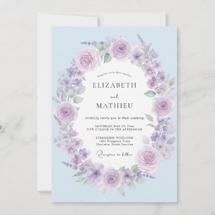 Muted Lavender Periwinkle Petal Wedding Invitation