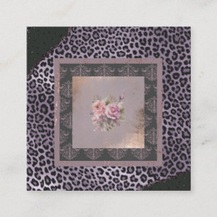 Muted lavender rose grunge style floral  square business card