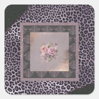 Muted lavender rose grunge style floral square sticker