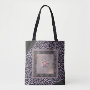 Muted lavender rose grunge style floral  tote bag