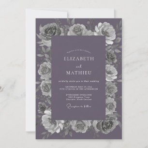 Muted Lavender Rose Wedding Invitation