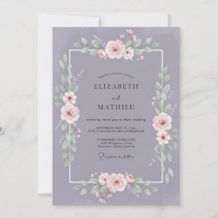 Muted Lavender Tranquil Watercolor Wedding Invitation