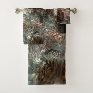 Muted Layers of Brown Crystals Bath Towel Set