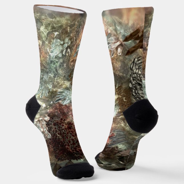 Muted Layers of Brown Crystals Socks (Angled)