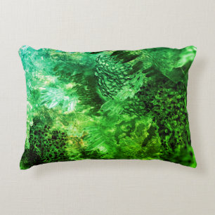 Muted Layers of Green Crystals Decorative Cushion