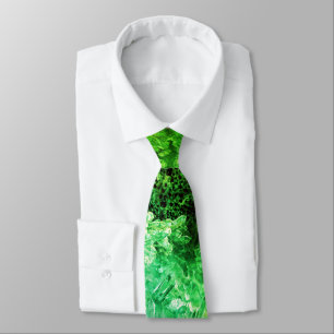 Muted Layers of Green Crystals Tie