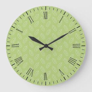 Muted Leaves Pattern Large Clock