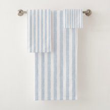 Muted Light Blue White Coastal Stripe Scandinavian