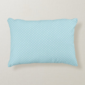 Muted Light Cyan Aqua Blue and Polka Dots Decorative Cushion