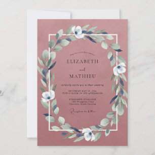 Muted Lilac Mauve Leafy Wedding Invitation