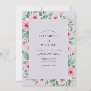 Muted Lilac Peony Wedding Invitation