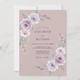 Muted Lilac Ranunculus Eucalyptus Wedding Invitation