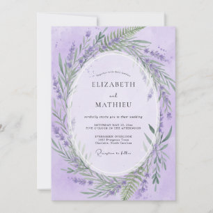 Muted Lilac Wreath Wedding Invitation
