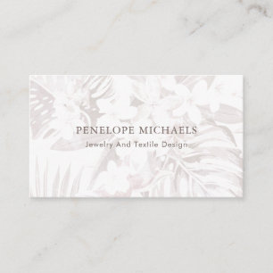 Muted Mauve and White Palm Leaves Business Card